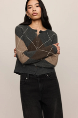 Black Medina Argyle Cardigan Cardigan