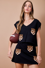 Black Tiger Game Day V-Neck Knit Sweater Sweater