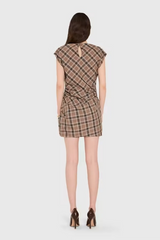 Lavender Dalancey Dress in Brown Combo Plaid Mini Dress