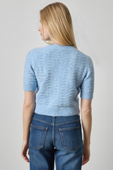 Light Gray Short Sleeve Crewneck Cardigan Cardigan