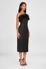 Dark Slate Gray Ginger | Feather Sheath Dress Midi Dress