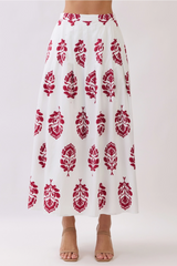 Light Gray Country Side Floral Maxi Skirt Maxi Skirt