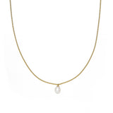 White Smoke Waterproof Gold Box Chain Pearl Pendant Necklace Necklace