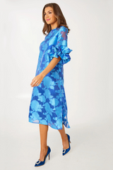 Lavender Browyn Dress Blue Tea Rose Organza Midi Dress