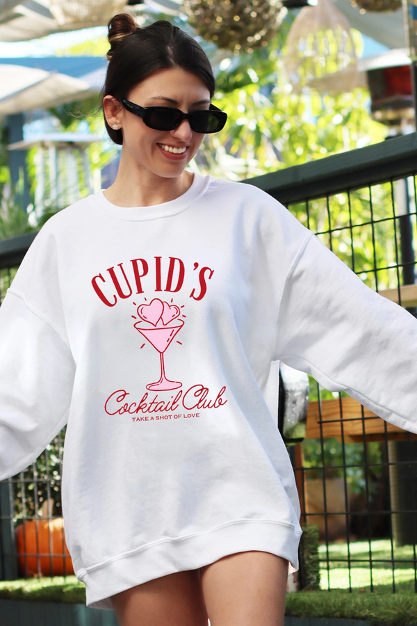 Light Gray Cupid Cocktail Club Sweatshirt Sweatshirt