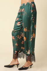 Antique White Vera Floral Lace Trim Pants Pant