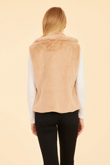 Bisque Plush Faux Fur Notch Collar Vest Vest