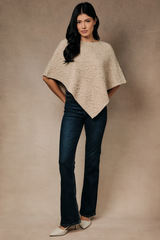 Dark Gray Diamond Cable Knit Poncho poncho