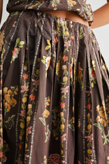 Black Autumn Romance Floral Midi Skirt Midi Skirt
