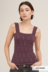 Light Gray Serina Lace Textured Top Top
