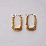 Light Gray Luna Hoops | Gold Textured Hoops Earrings