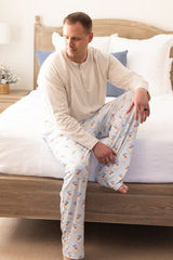 Light Gray Men's PJ Pants | Santa Baby Blue Pant