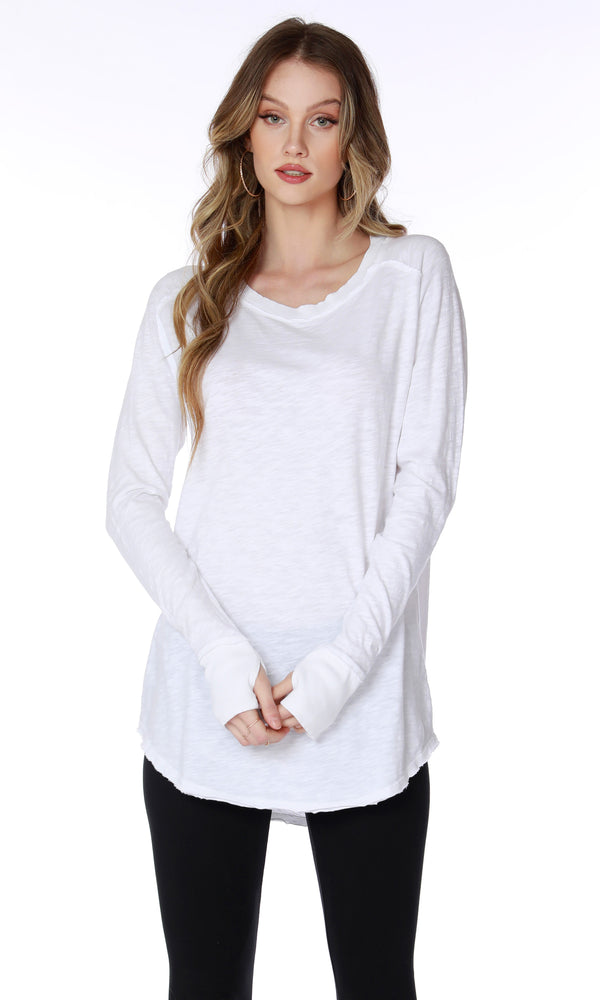 Black Snuggle Up Crewneck Raglan Tunic Top