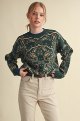 Light Gray Born To Wander Paisley Sweater Sweater