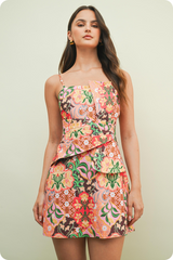 Antique White Secret Garden Floral Mini Dress Mini Dress