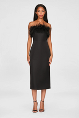 Dark Slate Gray Ginger | Feather Sheath Dress Midi Dress