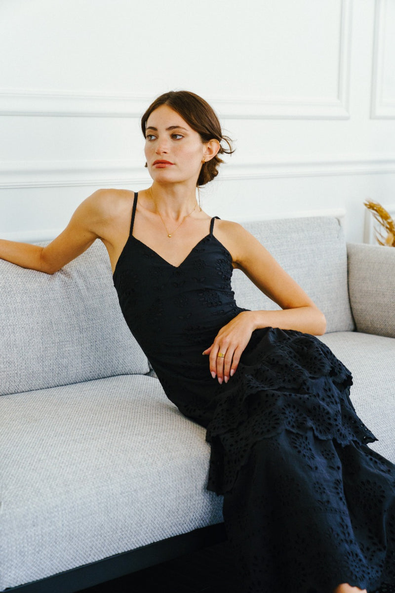 Black Gudrun Tiered Maxi Dress Maxi Dress