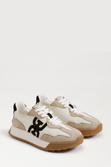Lavender Langley Lace Up Sneaker | White/Tan/Black Suede Sneaker