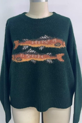 Dark Slate Gray Trout About Sweater Sweater