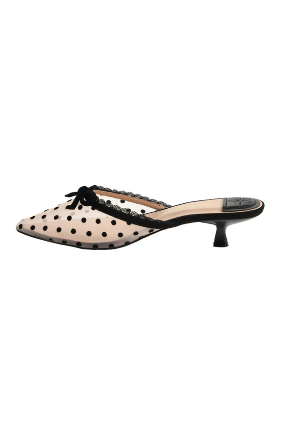 Dark Slate Gray Mel Dot Kitten Heel | Natural/Black Heel