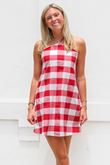 Lavender Flora Gingham Halter Romper Dress Mini Dress
