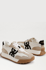 Lavender Langley Lace Up Sneaker | White/Tan/Black Suede Sneaker