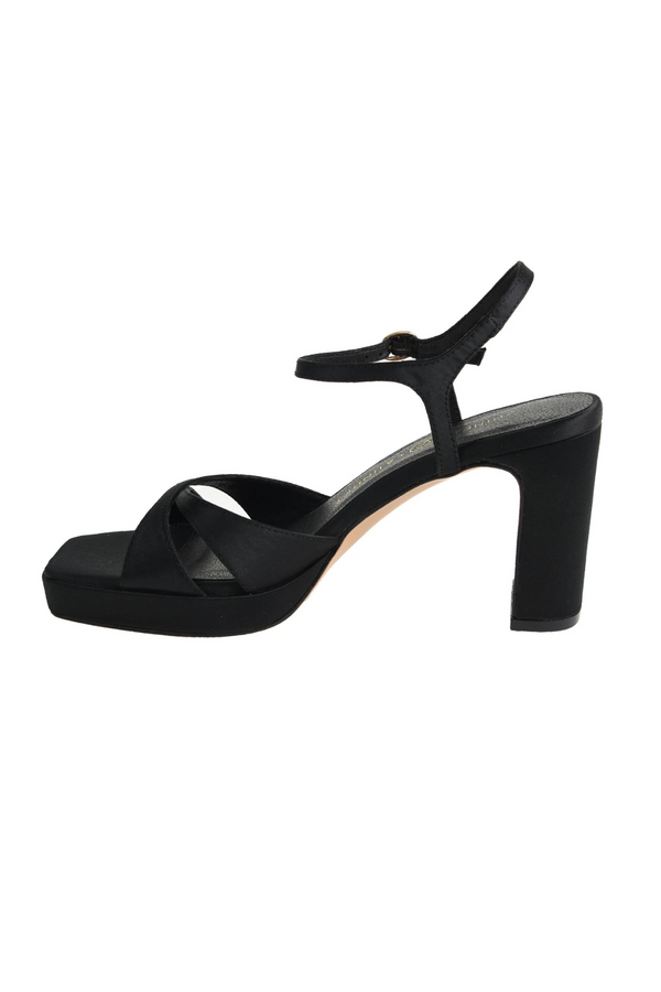 Black Gracie Heel | Black Satin Heel