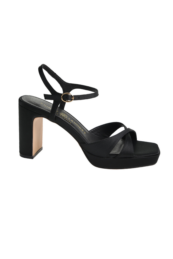 Dark Slate Gray Gracie Heel | Black Satin Heel