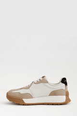 Lavender Langley Lace Up Sneaker | White/Tan/Black Suede Sneaker