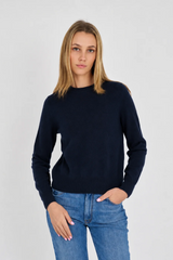 Black Crew Cashmere Solid Rugby Sweater