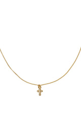 White Smoke 18K Gold Dainty Diamond Cross Pendant Necklace