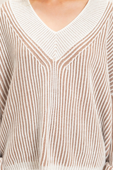 Gray Clarie Striped V-Neck Sweater Sweater