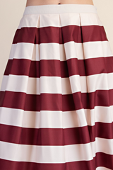 Light Gray Daisy Jane Pleated Striped Midi Skirt Midi Skirt