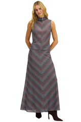 White Smoke Olive Skirt in Rainbow Maxi Skirt