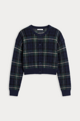 Lavender The Jacquard Cardigan in Forest Plaid Cardigan