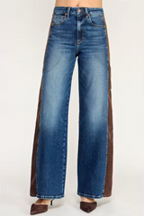 Antique White Kai High Rise Wide Leg Cord Stripe | Baja Jeans