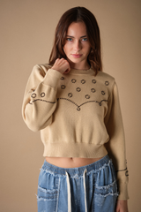 Rosy Brown Wild West Beaded Sweater Sweater