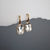 Dim Gray Naomi Hoops - White | Zircon Drop Hoops Earrings