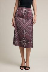 Light Gray The Autumn Paisley Midi Skirt Midi Skirt