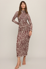 Gray Sevilla Zebra Mesh Midi Dress Midi Dress