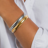 Light Gray Waterproof Twin Two -Tone Cuff Bracelet