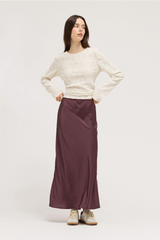 Lavender Dot Satin Maxi Skirt Maxi Skirt