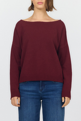 Dark Red Liliana Boat Neck Sweater Sweater