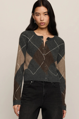 Black Medina Argyle Cardigan Cardigan
