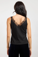 Black Cheryl Velvet Mix Top in Navy/Black Top
