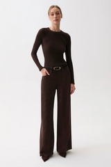 Lavender Jadyn Corduroy Mid Rise Palazzo Jean | Mocha Jeans