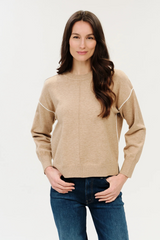 Lavender Sable Exposed Seam Sweater in Camel/Ivory Sweater