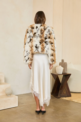 Light Gray Downtown Darling Faux Fur Cropped Jacket Jacket