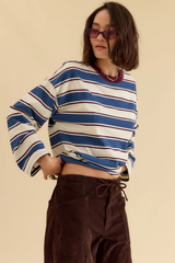 Wheat Salinas Easy Long Sleeve Tee in Cove Stripe Tee