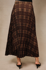 Dark Gray Fall Favorite Plaid Midi Skirt Midi Skirt